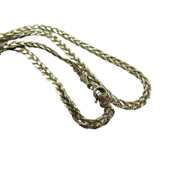 Flat Braid 925 Sterling Silver Necklace Choker Style 17in - Picture 7 of 7